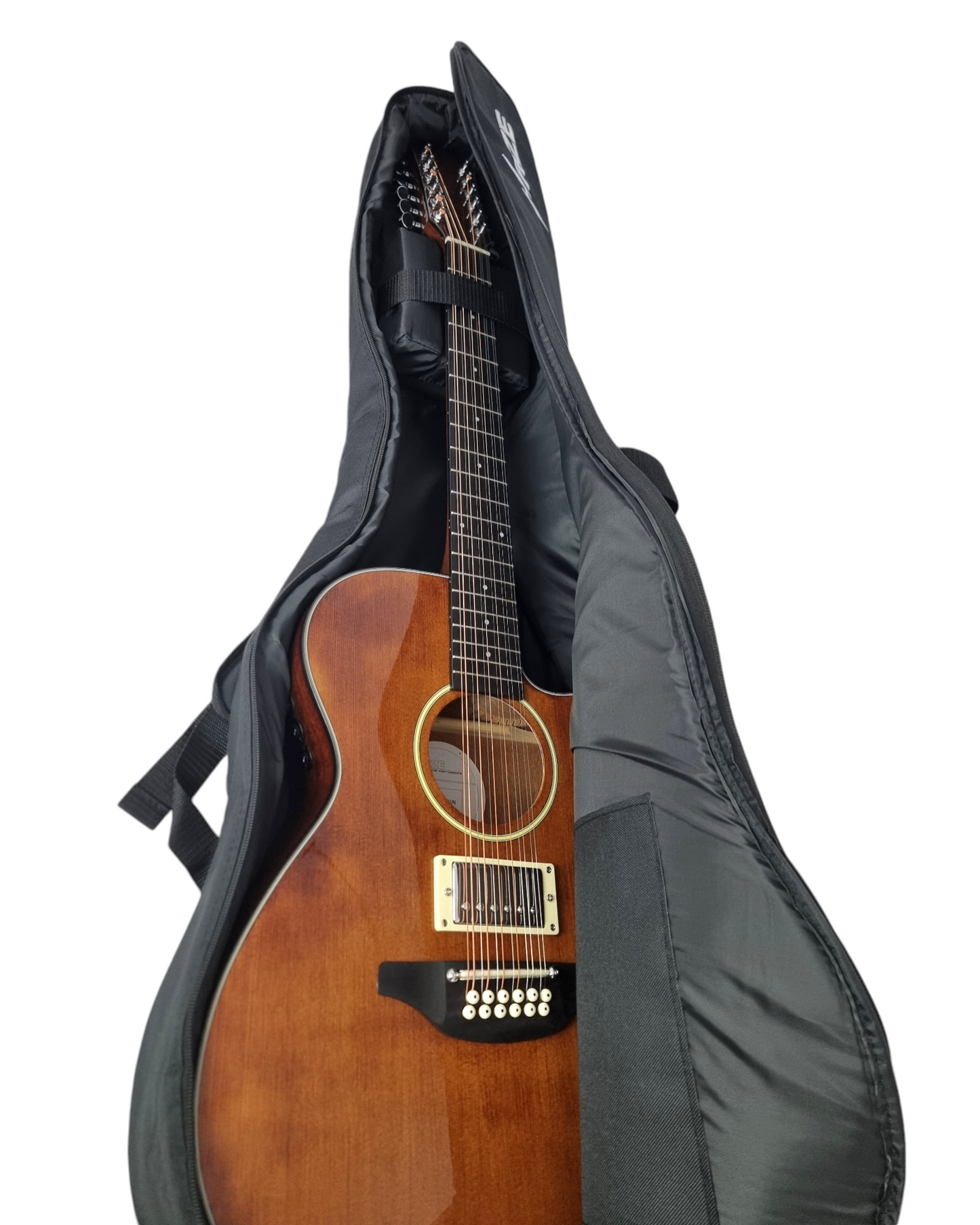 Haze SDG82812CHEQNB Hybrid Acoustic – Electric 12 string Guitars Humbucker Saddle Height Adjustable - Brown