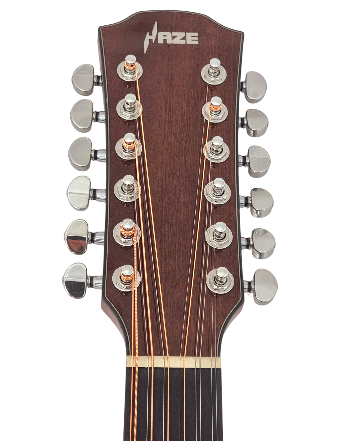 Haze SDG82812CHEQNB Hybrid Acoustic – Electric 12 string Guitars Humbucker Saddle Height Adjustable - Brown