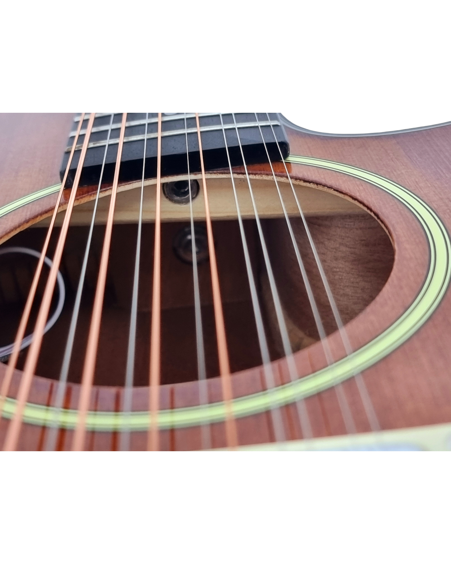 Haze SDG82812CHEQNB Hybrid Acoustic – Electric 12 string Guitars Humbucker Saddle Height Adjustable - Brown