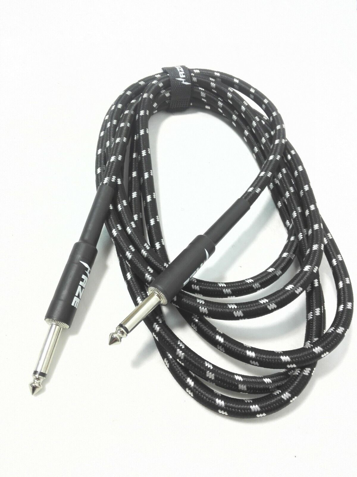 Haze Tour Grade Braided Tweed Guitar/Instrument Cable/Lead,3m,6m,10m,15m Black+Silver SFJJ-001