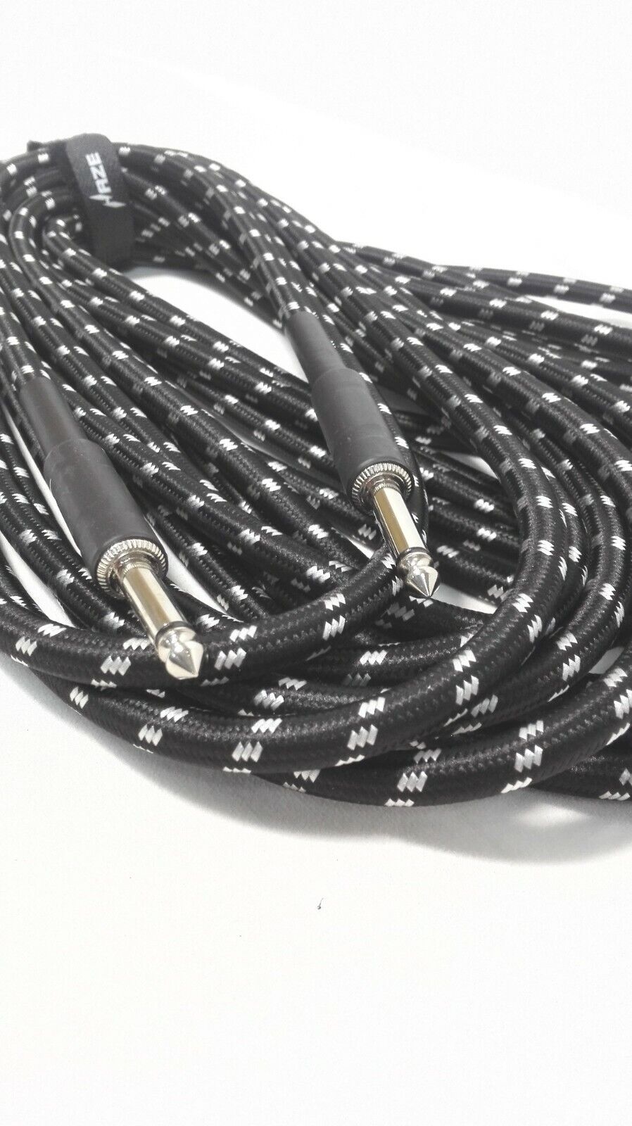 Haze Tour Grade Braided Tweed Guitar/Instrument Cable/Lead,3m,6m,10m,15m Black+Silver SFJJ-001