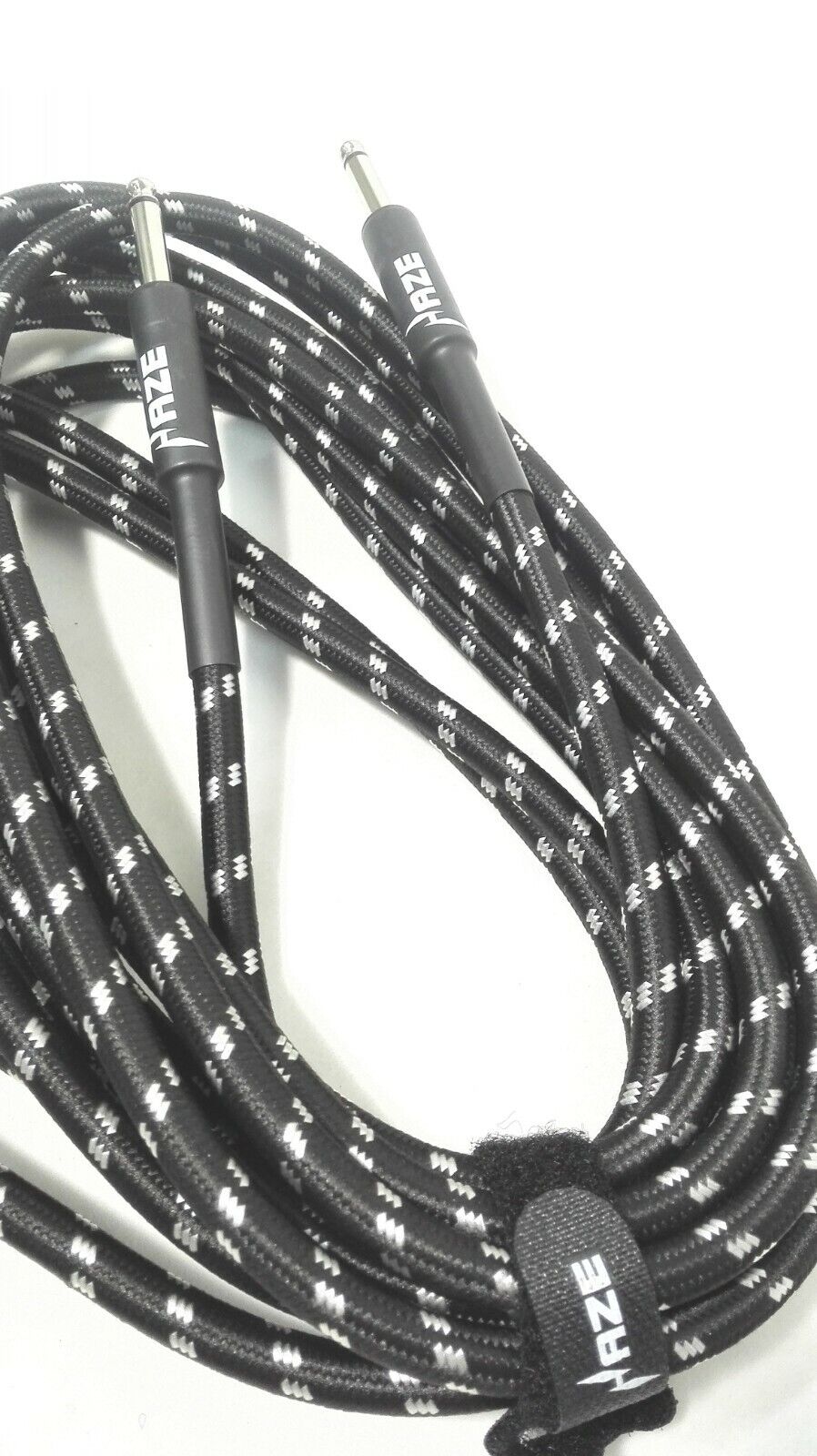 Haze Tour Grade Braided Tweed Guitar/Instrument Cable/Lead,3m,6m,10m,15m Black+Silver SFJJ-001