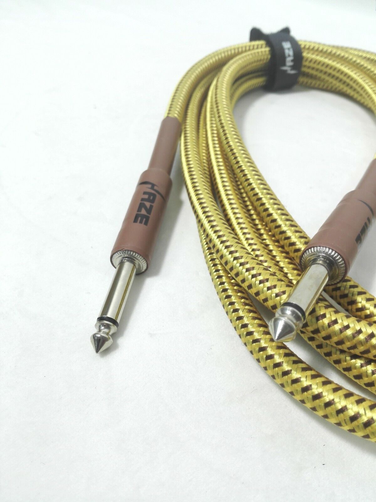 Haze Tour Grade Braided Tweed Guitar/Instrument Cable/Lead,3m,6m,10m,15m Yellow+Brown SFJJ-001