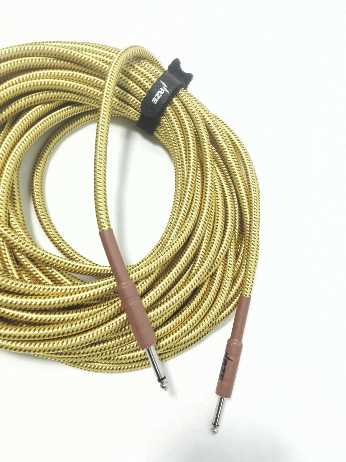 Haze Tour Grade Braided Tweed Guitar/Instrument Cable/Lead,3m,6m,10m,15m Yellow+Brown SFJJ-001