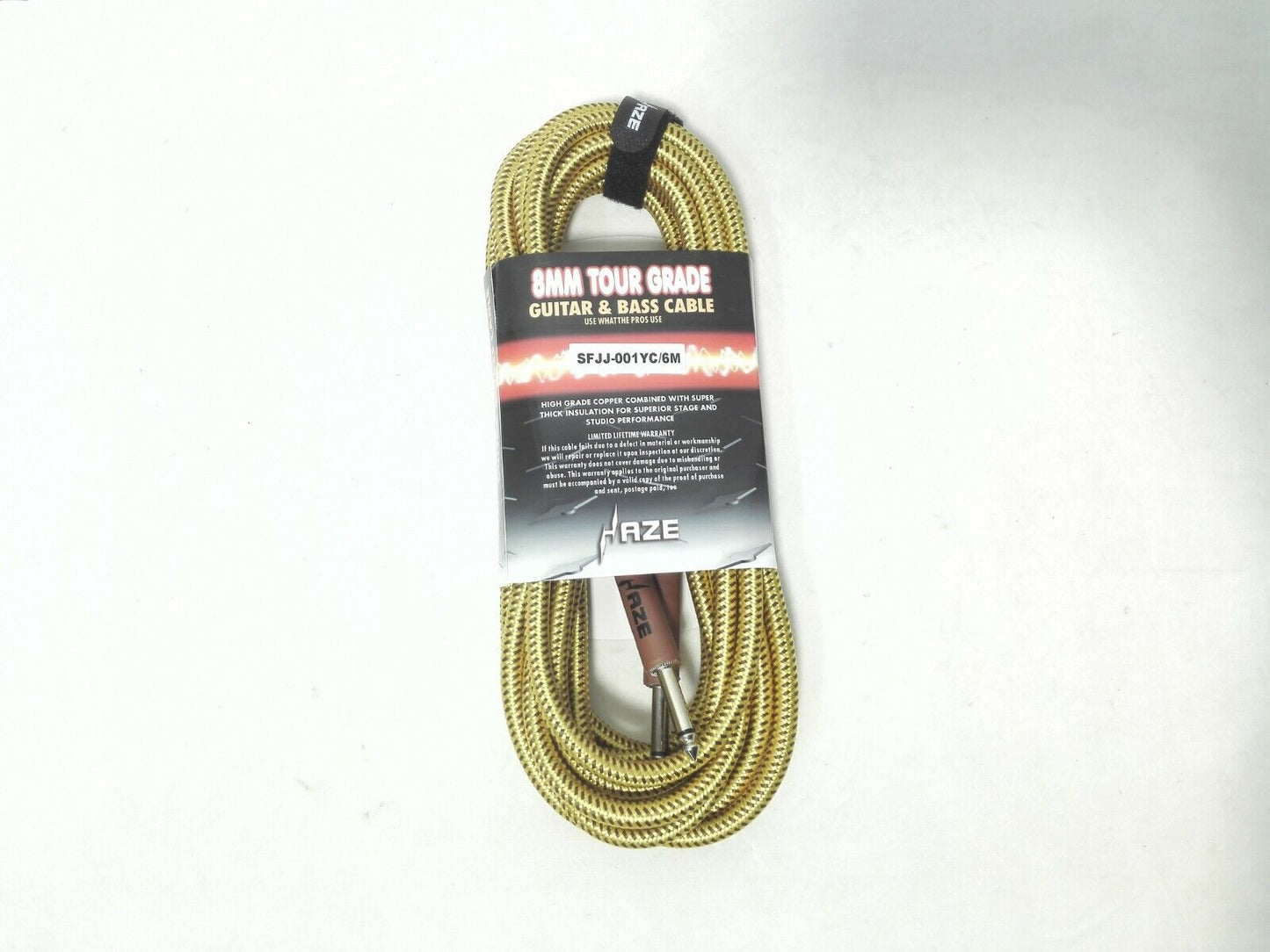 Haze Tour Grade Braided Tweed Guitar/Instrument Cable/Lead,3m,6m,10m,15m Yellow+Brown SFJJ-001