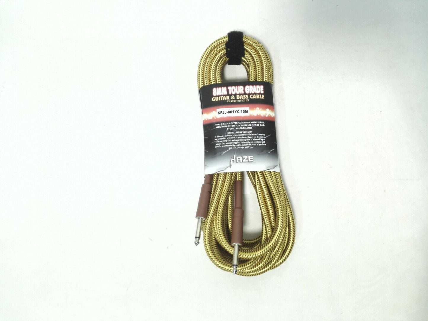 Haze Tour Grade Braided Tweed Guitar/Instrument Cable/Lead,3m,6m,10m,15m Yellow+Brown SFJJ-001