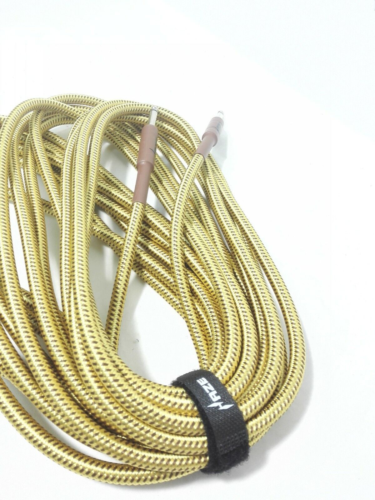 Haze Tour Grade Braided Tweed Guitar/Instrument Cable/Lead,3m,6m,10m,15m Yellow+Brown SFJJ-001