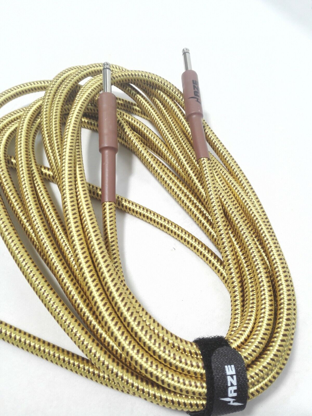 Haze Tour Grade Braided Tweed Guitar/Instrument Cable/Lead,3m,6m,10m,15m Yellow+Brown SFJJ-001