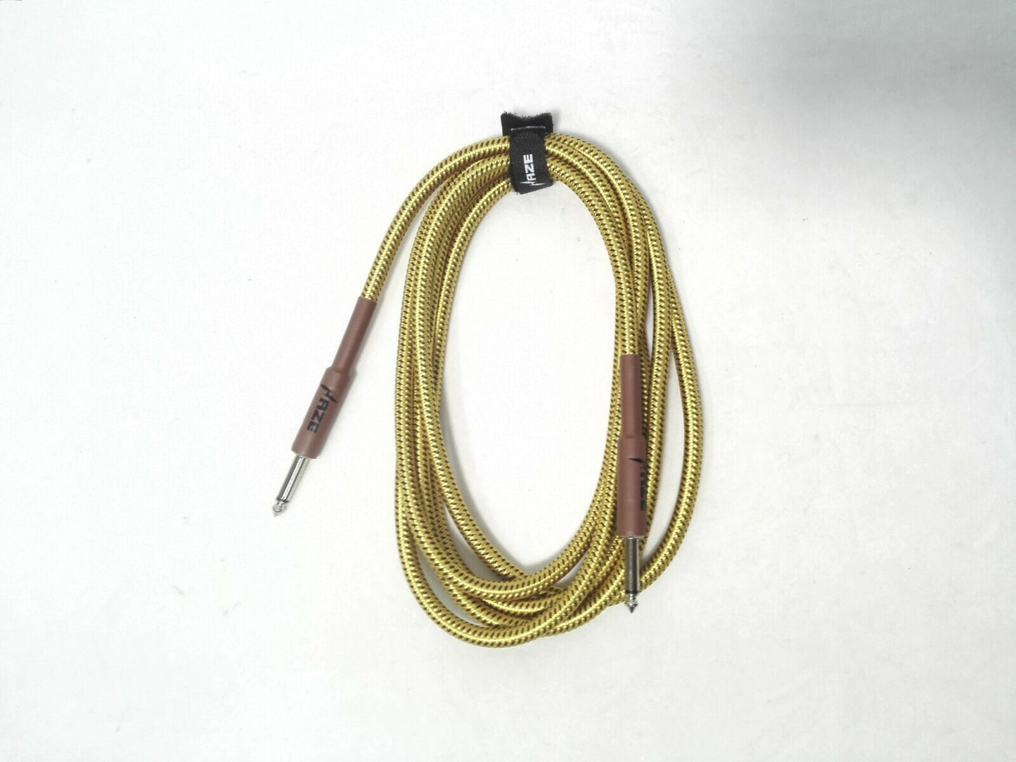 Haze Tour Grade Braided Tweed Guitar/Instrument Cable/Lead,3m,6m,10m,15m Yellow+Brown SFJJ-001