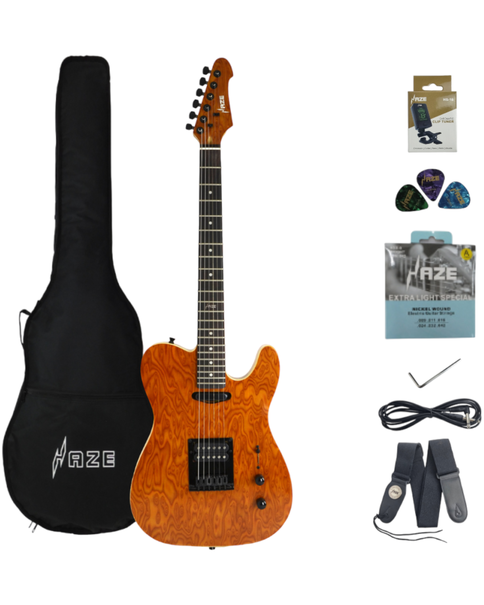 Haze Lightweight HS Paulownia Swirl Veneer HTL Electric Guitar