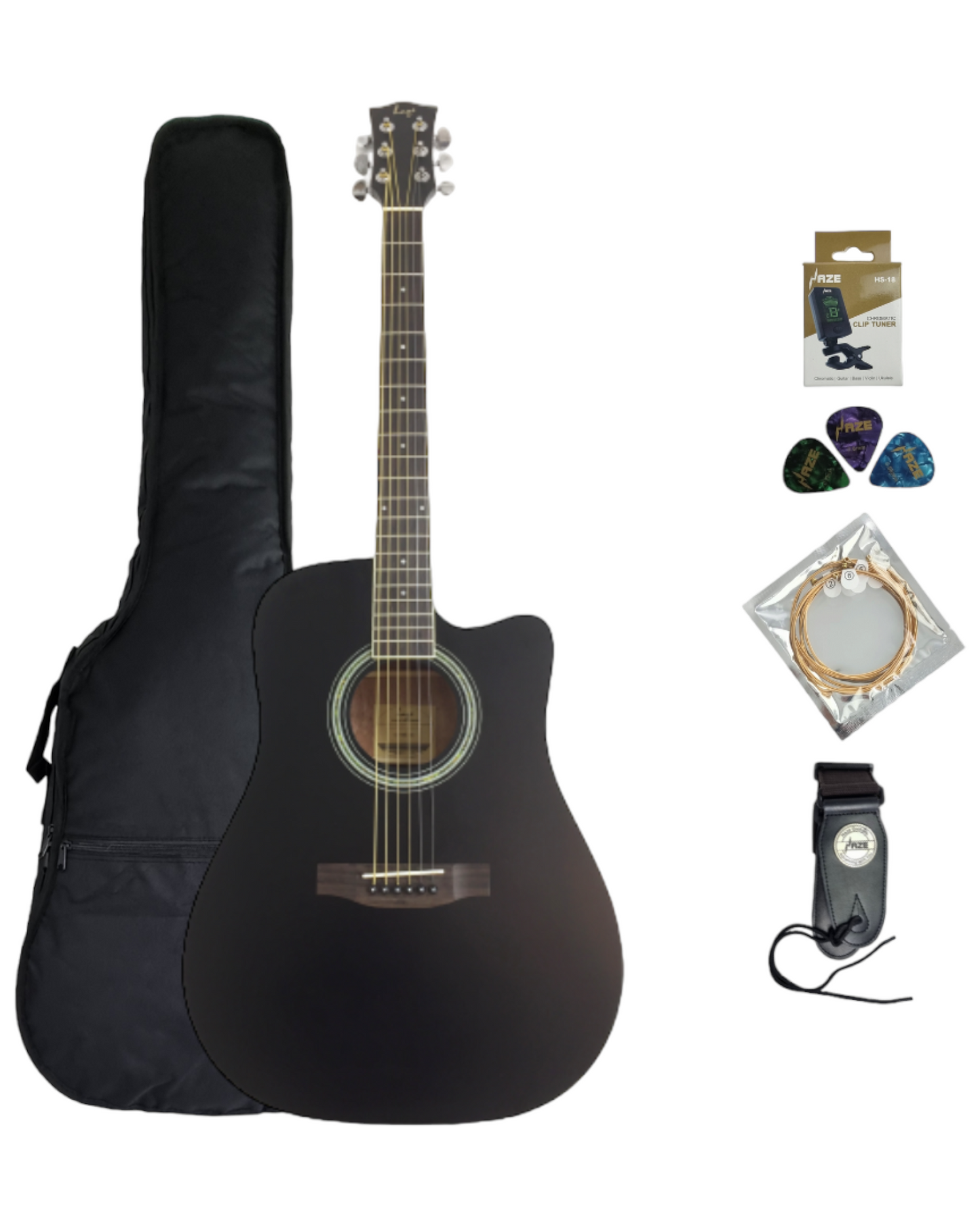 Haze CD60MCBK Dreadnought Cutaway Sapele Acoustic Guitar Black with