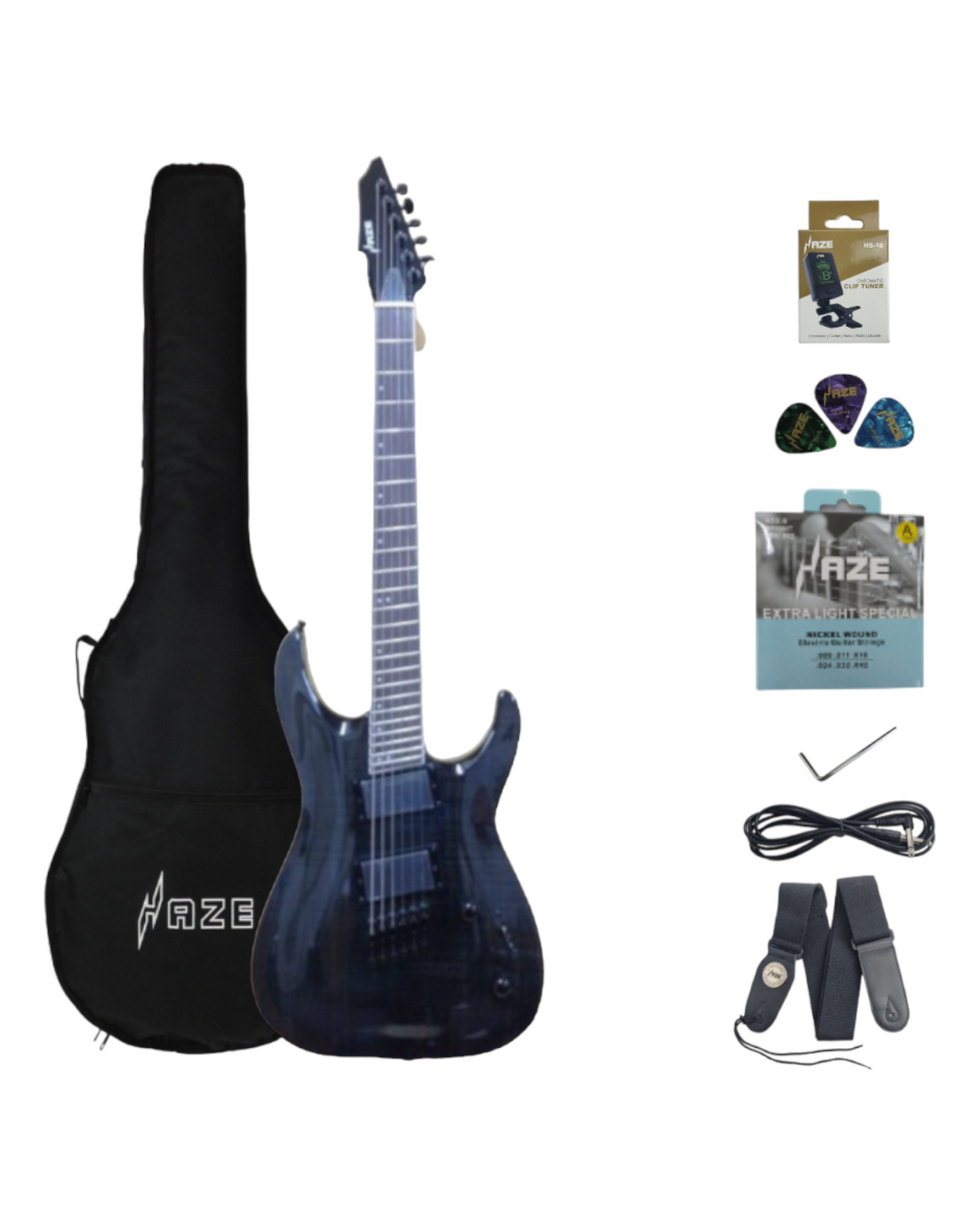 Haze Fanned Fret Built-in Preamp Poplar HAX Electric Guitar - Black 6FFTBK