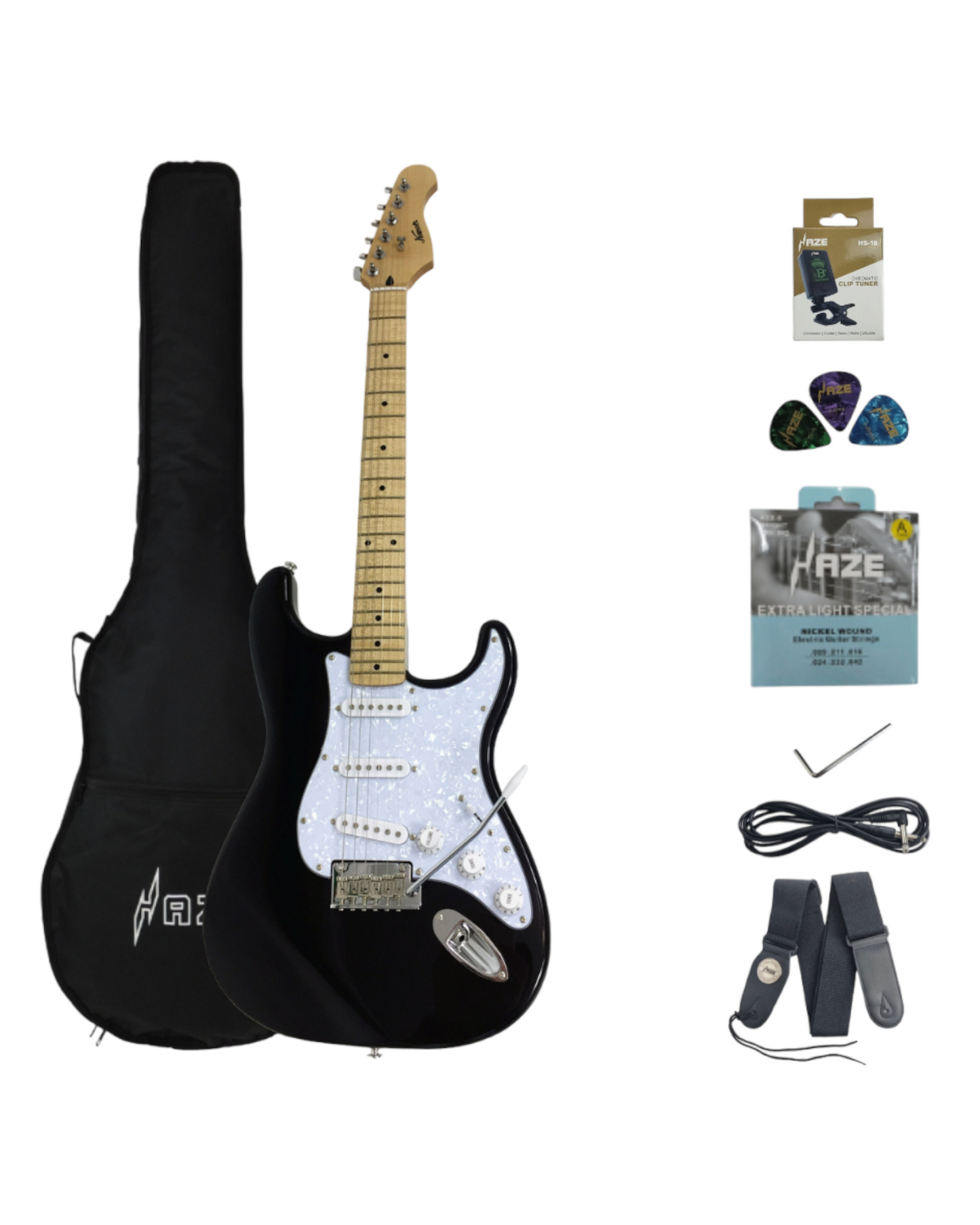 Haze Maple Bolt-On Neck SSS Tremolo HST Electric Guitar - Black KASTBK