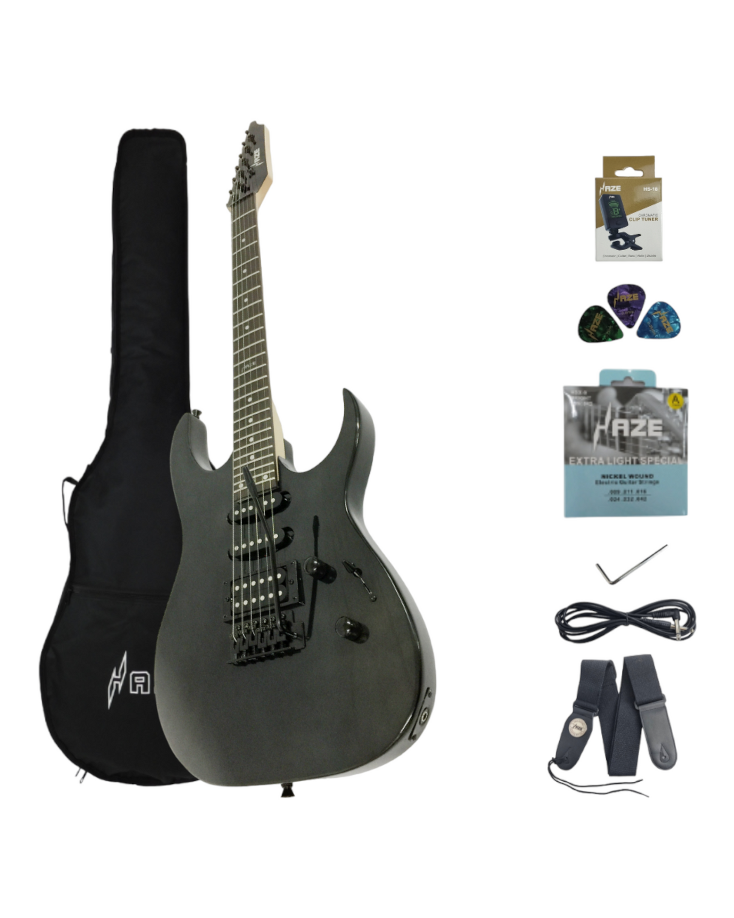 Haze Maple Neck HSH Tremolo HRG Electric Guitar - Black SEGLG4DBK