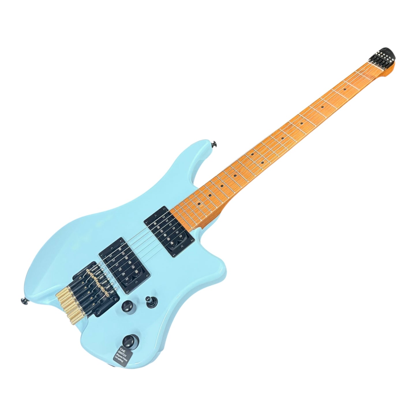 Haze HZHL1ABL Headless HH Solid Mahogany HHL Electric Guitar - Light Blue