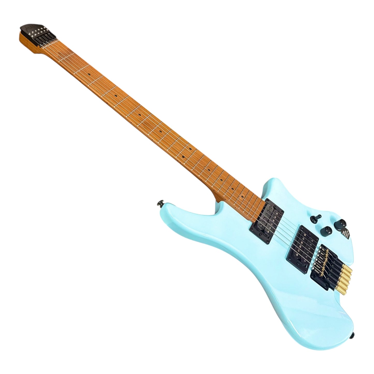 Haze HZHL1ABL Headless HH Solid Mahogany HHL Electric Guitar - Light Blue
