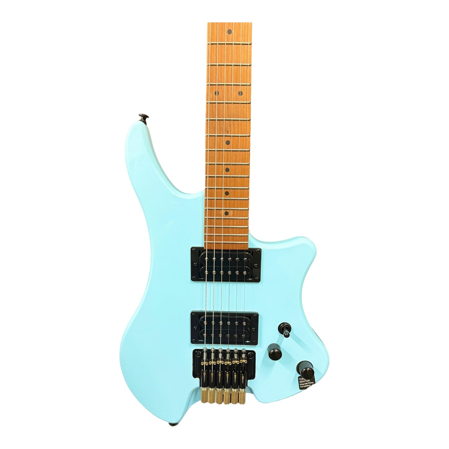 Haze HZHL1ABL Headless HH Solid Mahogany HHL Electric Guitar - Light Blue