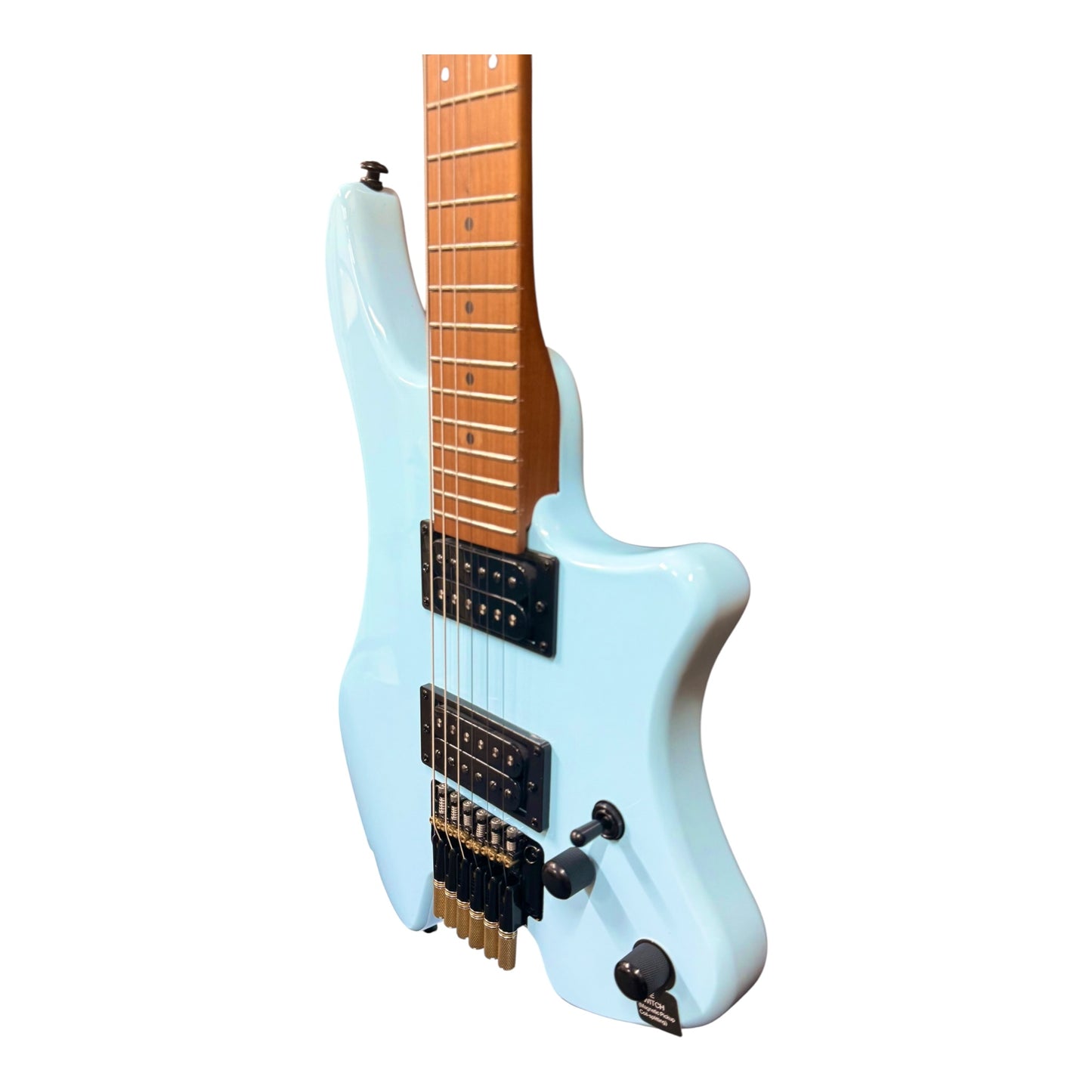 Haze HZHL1ABL Headless HH Solid Mahogany HHL Electric Guitar - Light Blue