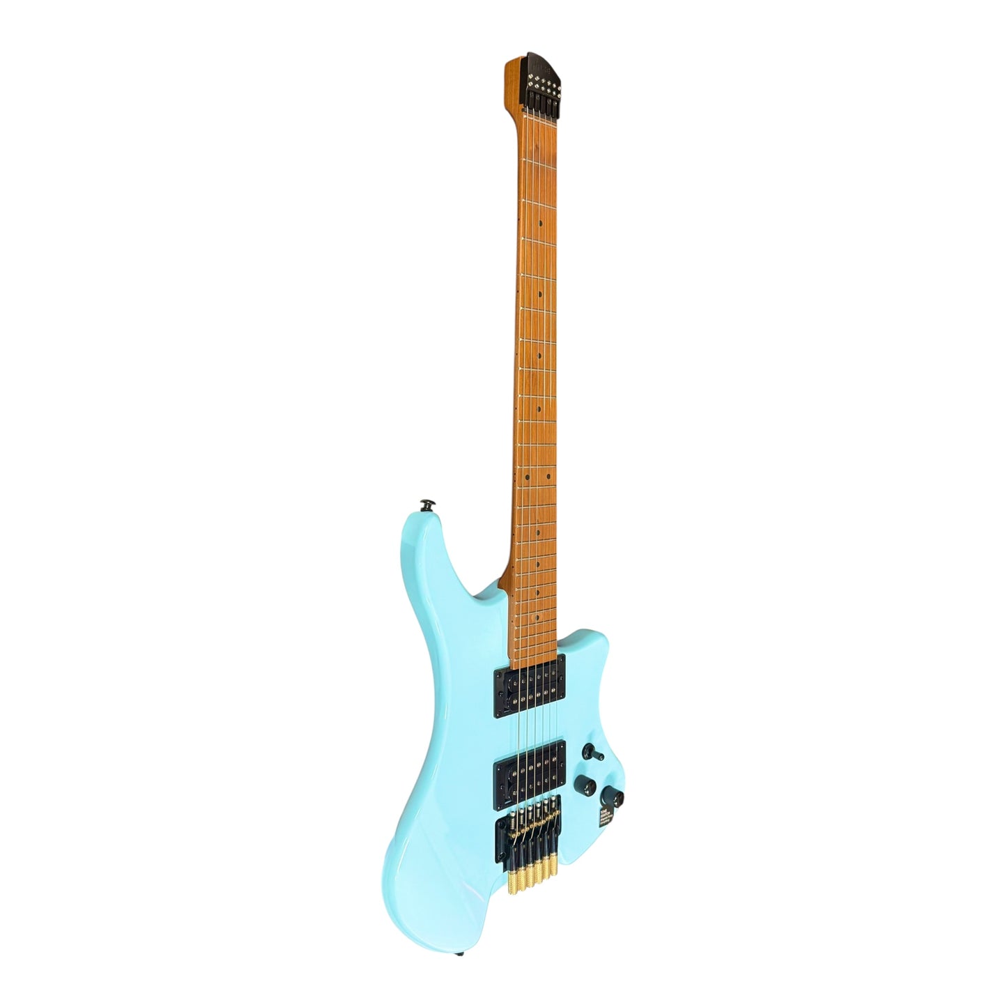Haze HZHL1ABL Headless HH Solid Mahogany HHL Electric Guitar - Light Blue