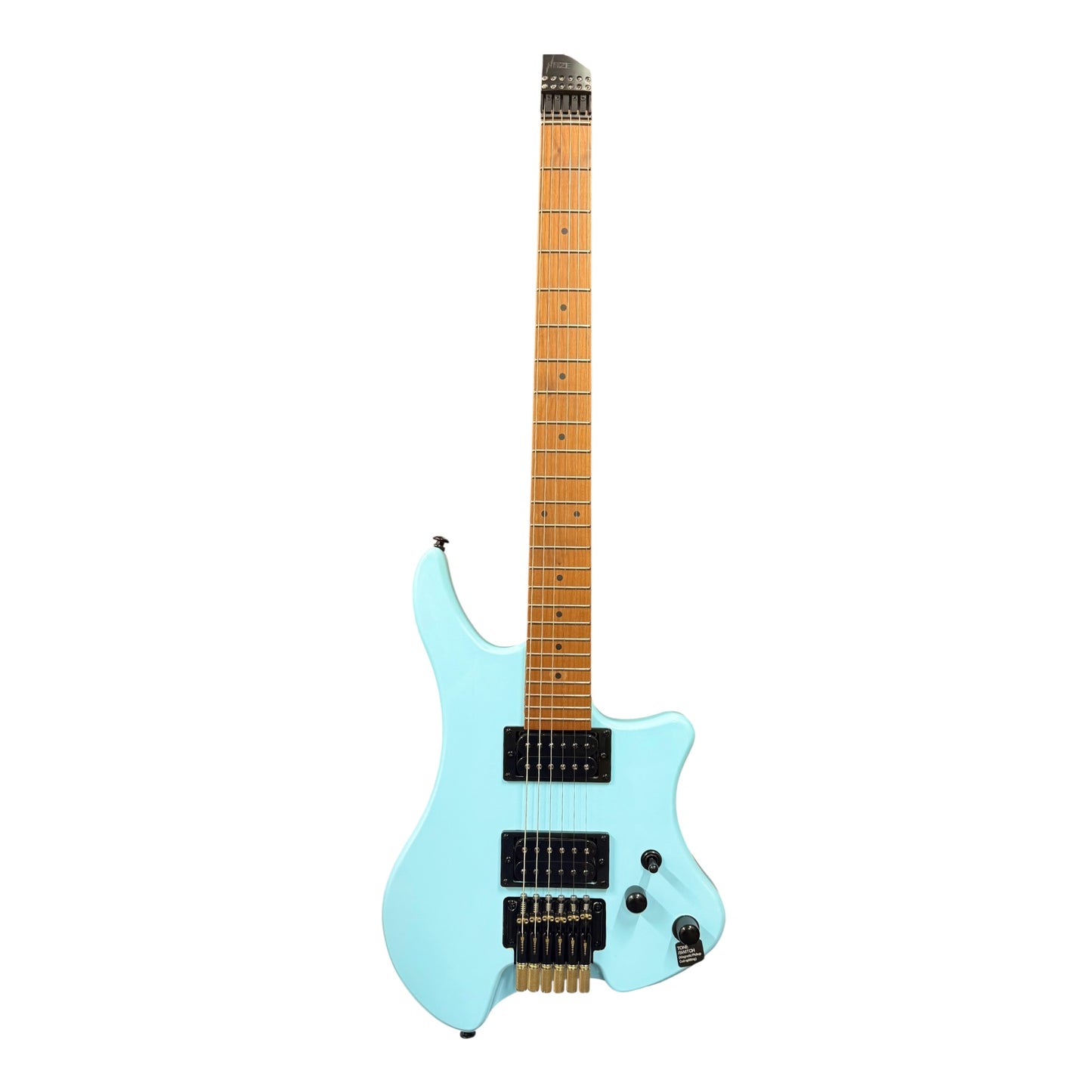 Haze HZHL1ABL Headless HH Solid Mahogany HHL Electric Guitar - Light Blue