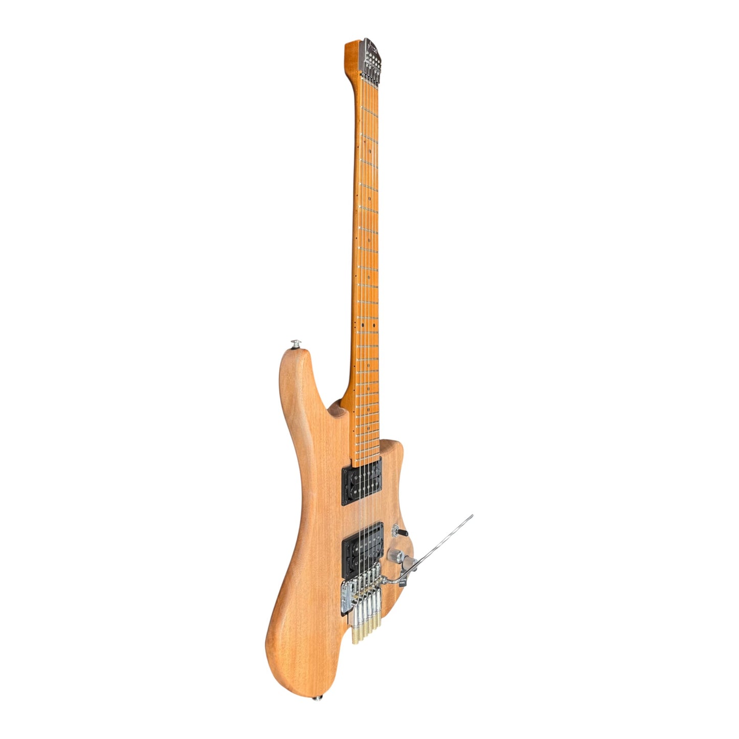 Haze HZHL1AN Headless Tremolo HH Solid Mahogany HHL Electric Guitar - Natural Matte