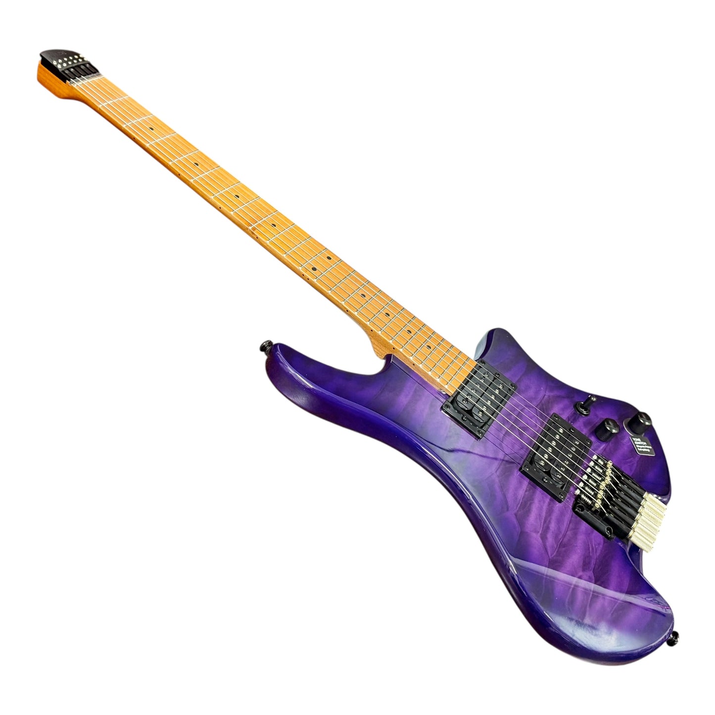 Haze HZHL1APU Headless HH Solid Mahogany HHL Electric Guitar - Tiger Purple