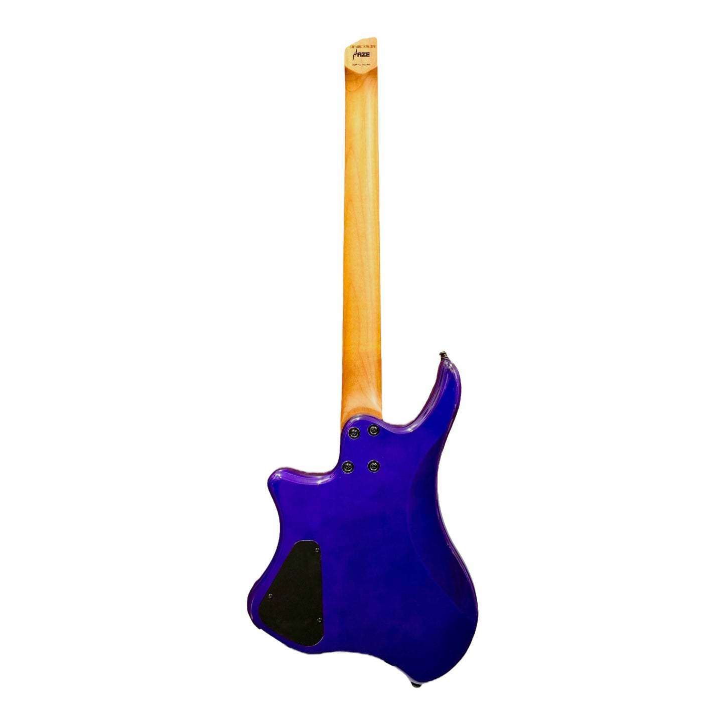 Haze HZHL1APU Headless HH Solid Mahogany HHL Electric Guitar - Tiger Purple