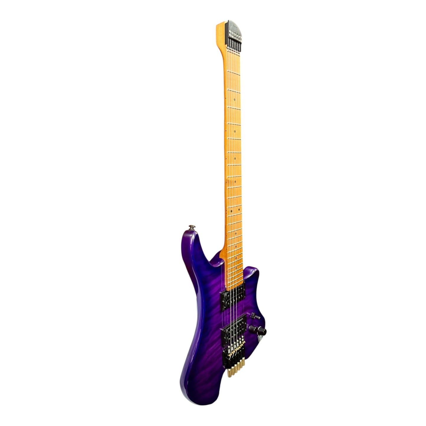 Haze HZHL1APU Headless HH Solid Mahogany HHL Electric Guitar - Tiger Purple