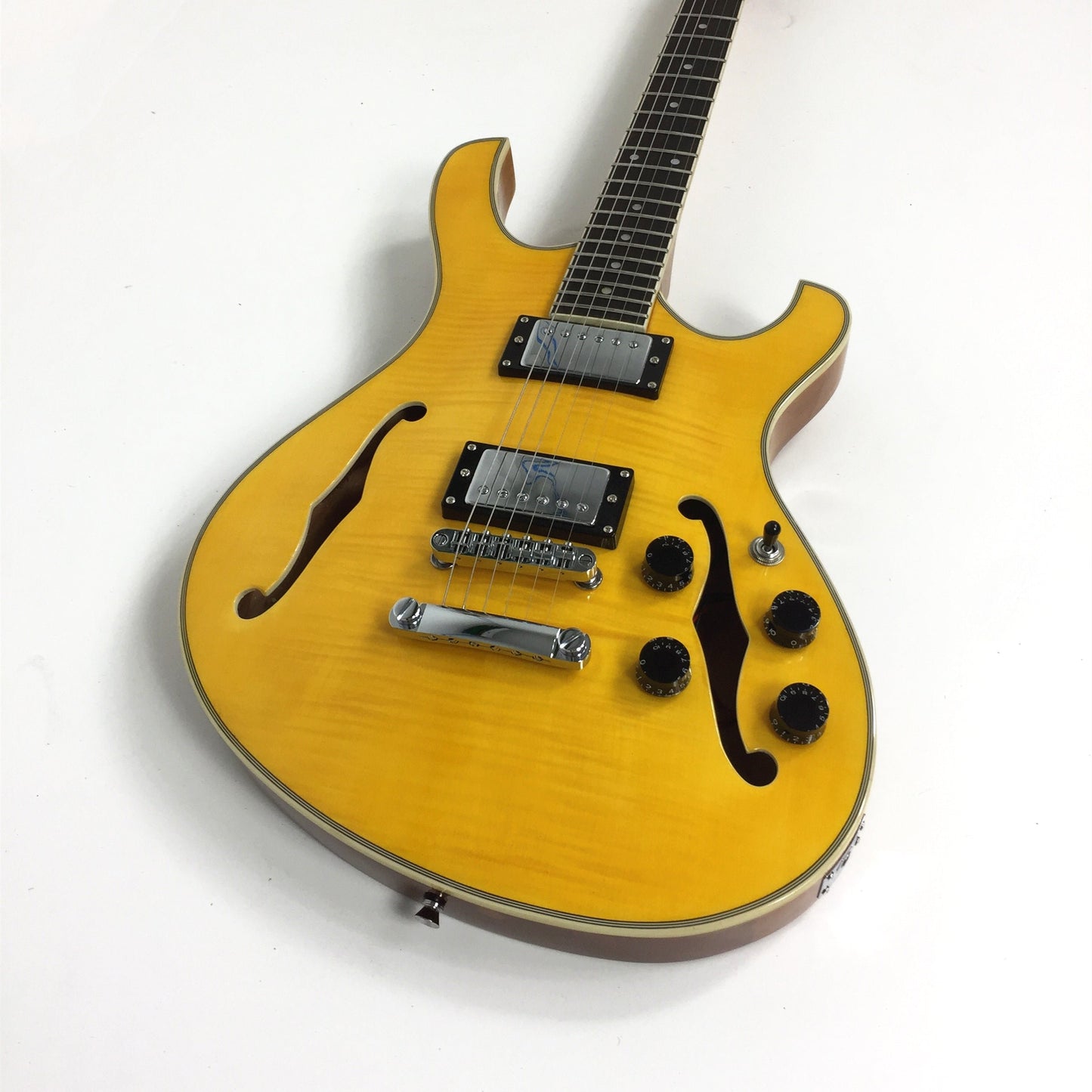 Haze Semi-Hollow Double-Cut Offset HES Electric Guitar - Yellow HD348TN