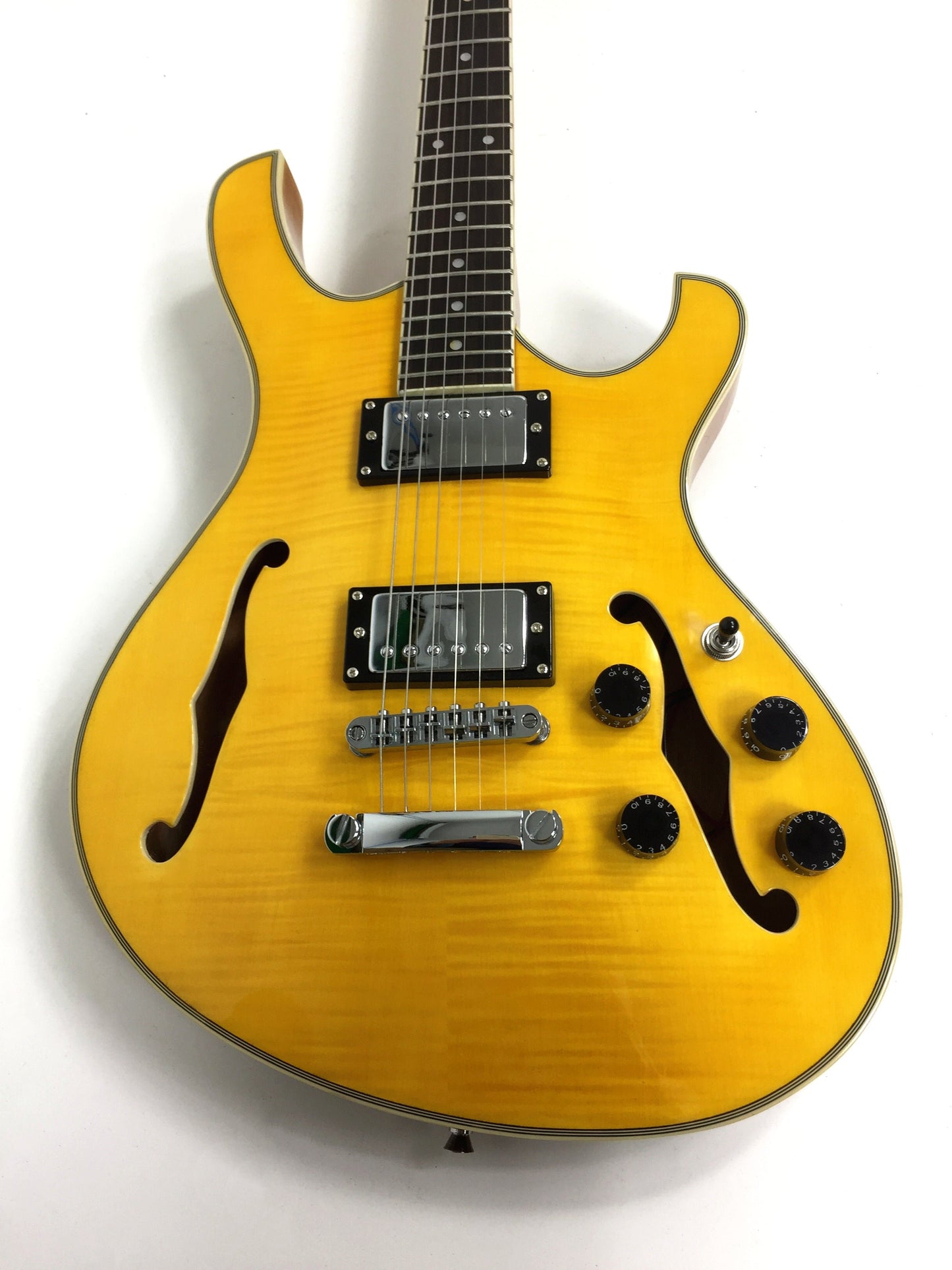 Haze Semi-Hollow Double-Cut Offset HES Electric Guitar - Yellow HD348TN