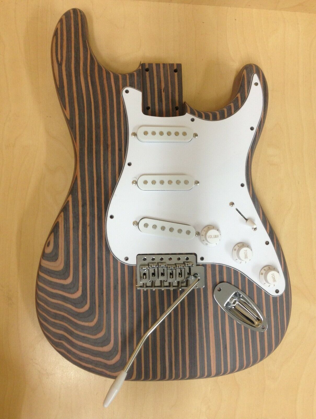 DKE500ST No-Soldering Electric Guitar DIY,Loaded PickGuard,All Technical ZebraWood