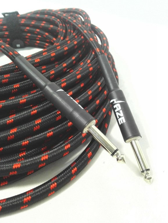 Haze Tour Grade Braided Tweed Guitar/Instrument Cable/Lead,3m,6m,10m,15m Bk+Rd