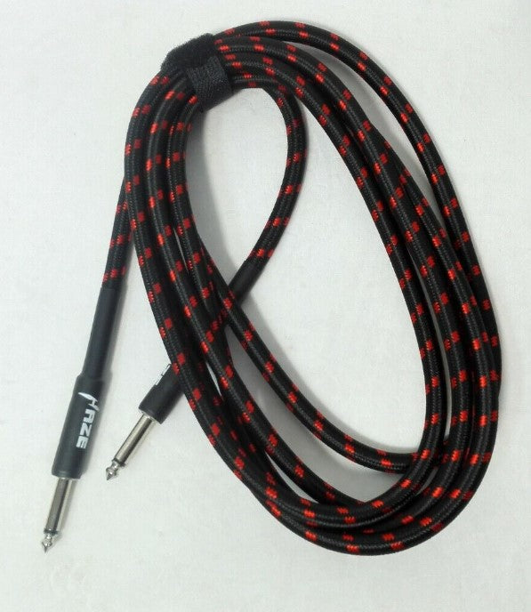 Haze Tour Grade Braided Tweed Guitar/Instrument Cable/Lead,3m,6m,10m,15m Bk+Rd