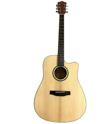 Haze CD60SCN Dreadnought Cutaway Spruce Solid Top Acoustic Guitar Natural