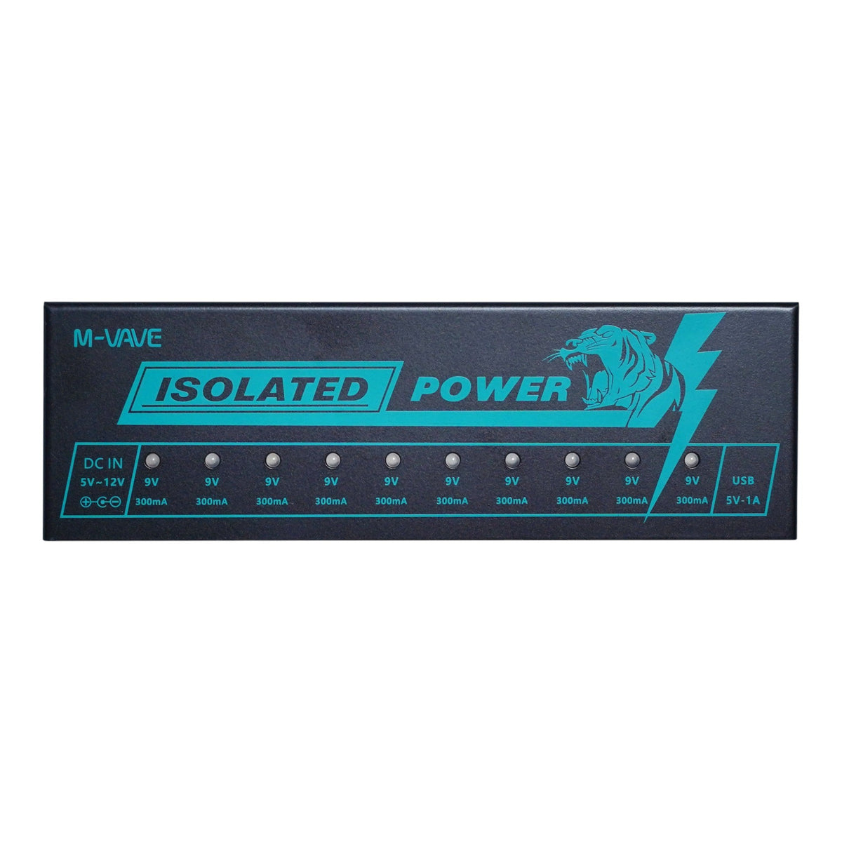 M-VAVE ISOLATEDPOWER 10-Output 9V 300mA Isolated Pedalboard Power Supply w/ Additional 5V USB Output & Over-Current Protection