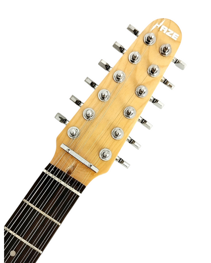 4/4 Haze 11HSST1910SQ 12-String Electric Guitar,S-S-S,Quilted Natural +Free Gig Bag
