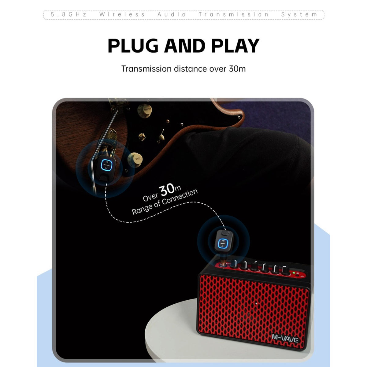 M-VAVE SWS11 Wireless 5.8GHz Low-Latency Audio Transmission System w/ Rechargable Power Case