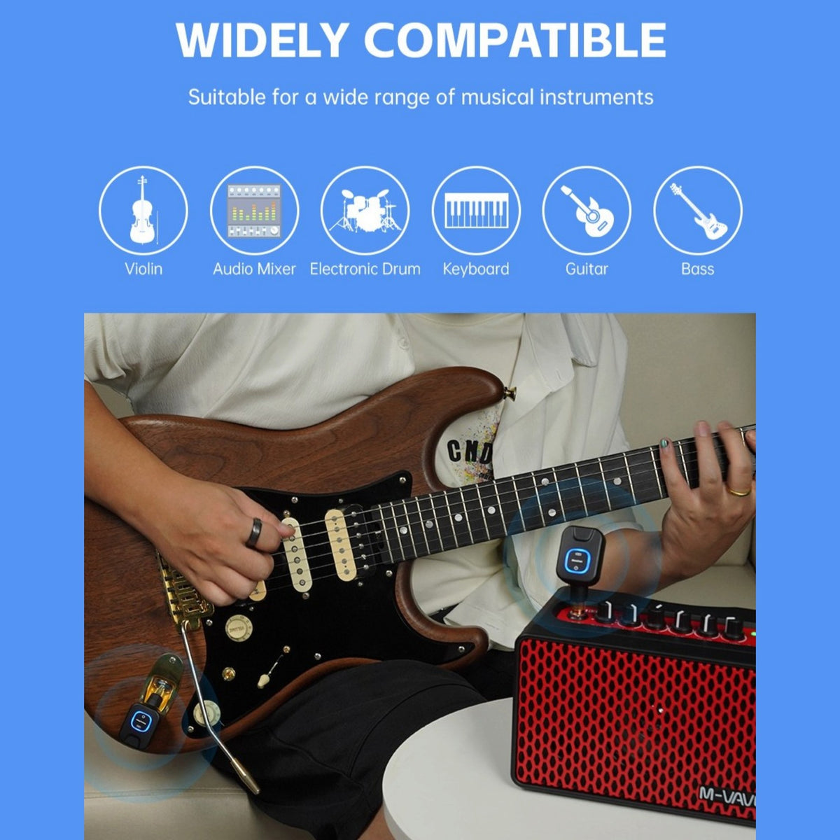 M-VAVE SWS11 Wireless 5.8GHz Low-Latency Audio Transmission System w/ Rechargable Power Case