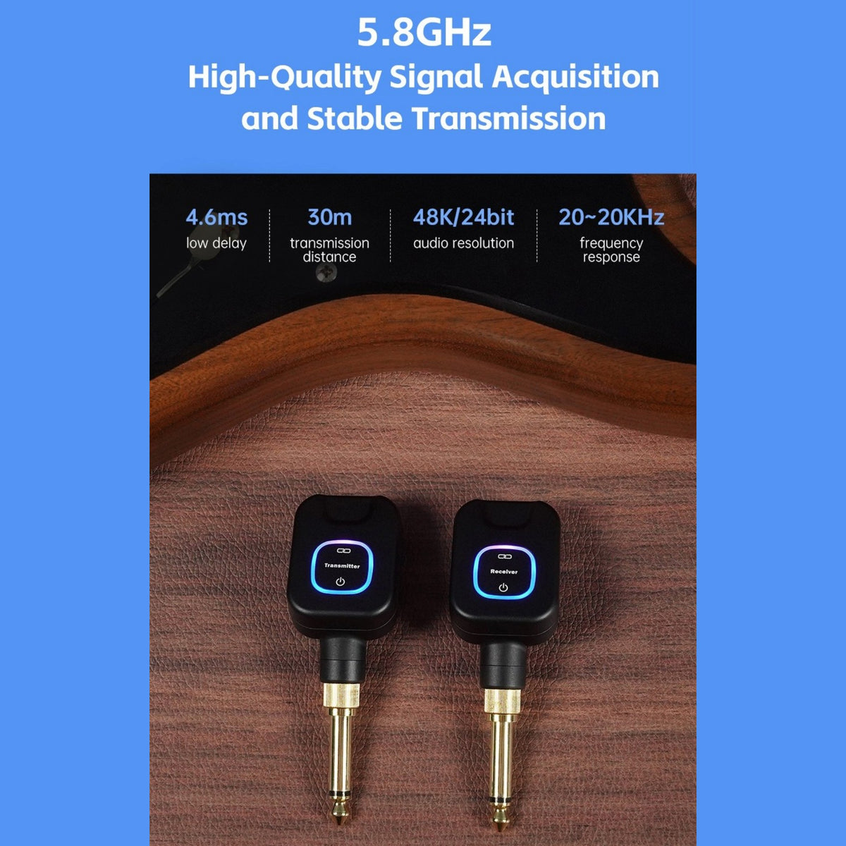 M-VAVE SWS11 Wireless 5.8GHz Low-Latency Audio Transmission System w/ Rechargable Power Case