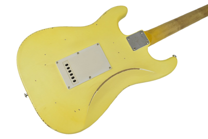 Haze Scalloped Fretboard Tremolo Relic HST Electric Guitar - Yellow HSVTGSTA