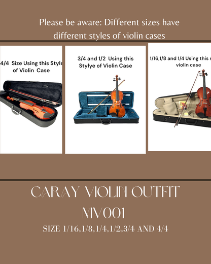 Caraya MV001 4/4-1/16 size Violin outfit w/Extra strings, Foam Hard Case, Bow, Rosin