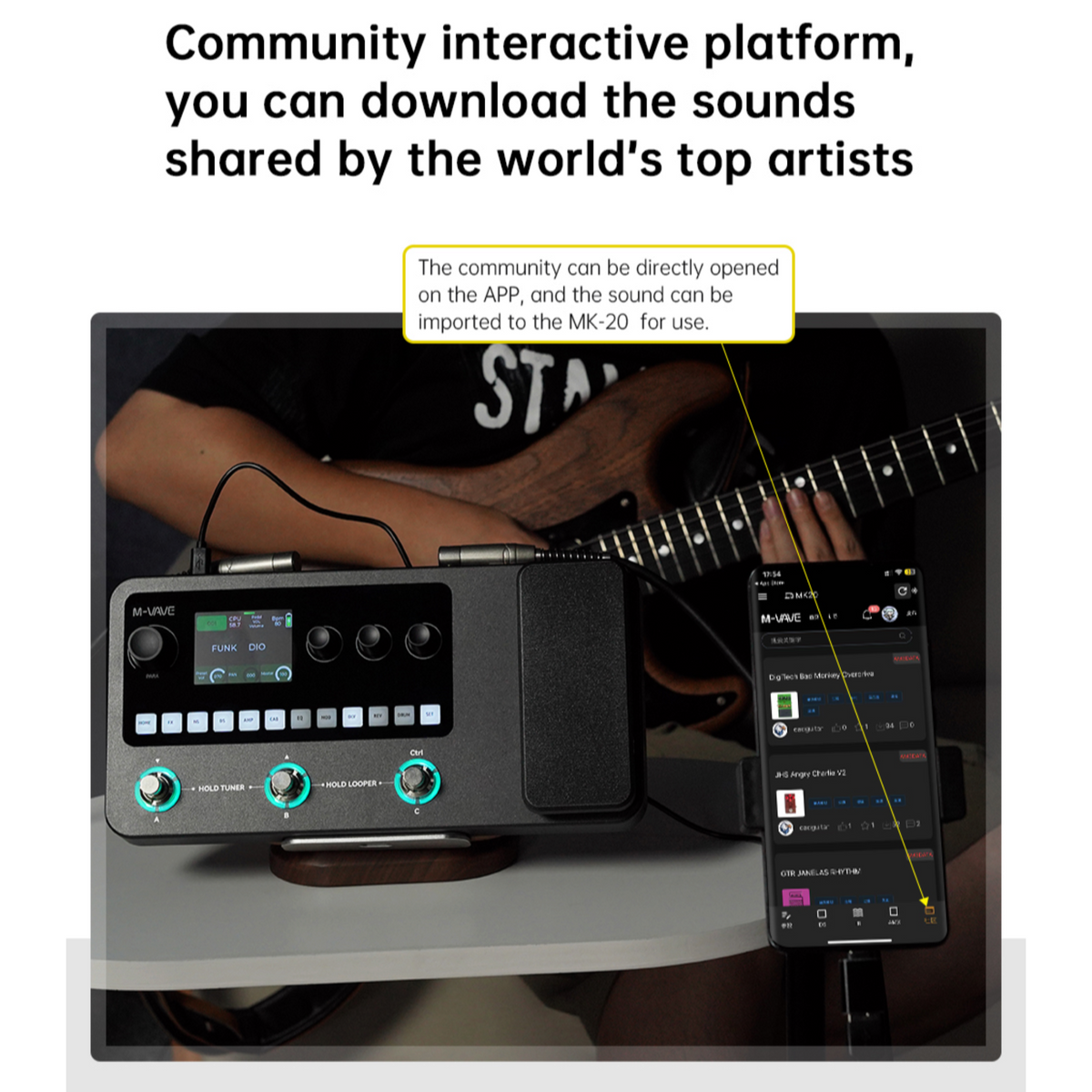 M-VAVE MK20 Portable Rechargable 3-Switch Guitar & Bass Multi-Effects Floor Processor w/ Built-In Expression Pedal