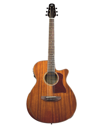 Caraya 40"/41" Solid Mahogany Beveled Armrest Built-In Pickup/Tuner Acoustic Guitar - Natural A2016ARSMT