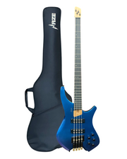 Haze HB4BLP Aurora Series Headless Electric Bass – 24-Fret Roasted Maple Neck, Blue-Purple Chameleon Finish, & Active BJ-80 Pickups