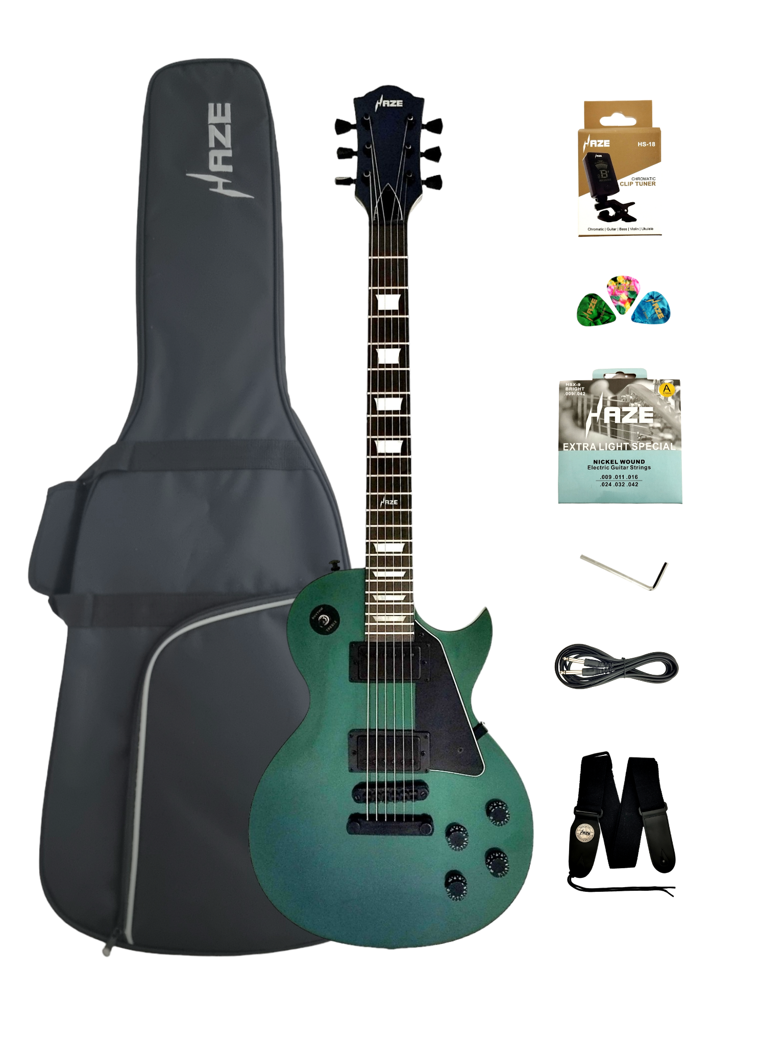 Haze SEG277 Chameleon Green/Purple Electric Guitar with Dual Humbuckers