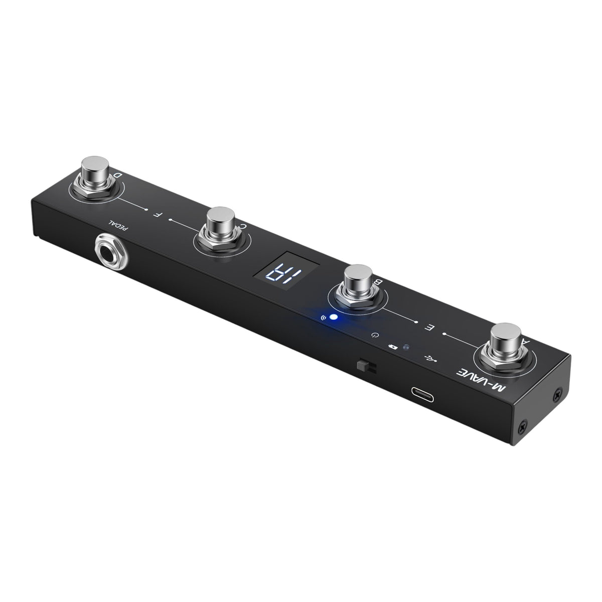 M-VAVE CHOCOLATE Wireless 4-Switch MIDI Foot Controller w/ Command Feedback Display & Bluetooth Connectivity