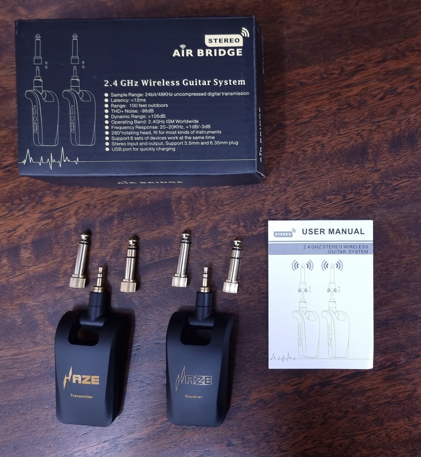 Haze WP-5 Wireless Guitar System,T1+R1,1/8"(3.5mm) & 1/4"(6.35mm) Male Connector