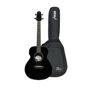 Haze 37" Solid Sitka Top Height Adjustable Saddle Acoustic Bass Guitar - Black HZMINISEBSPBK