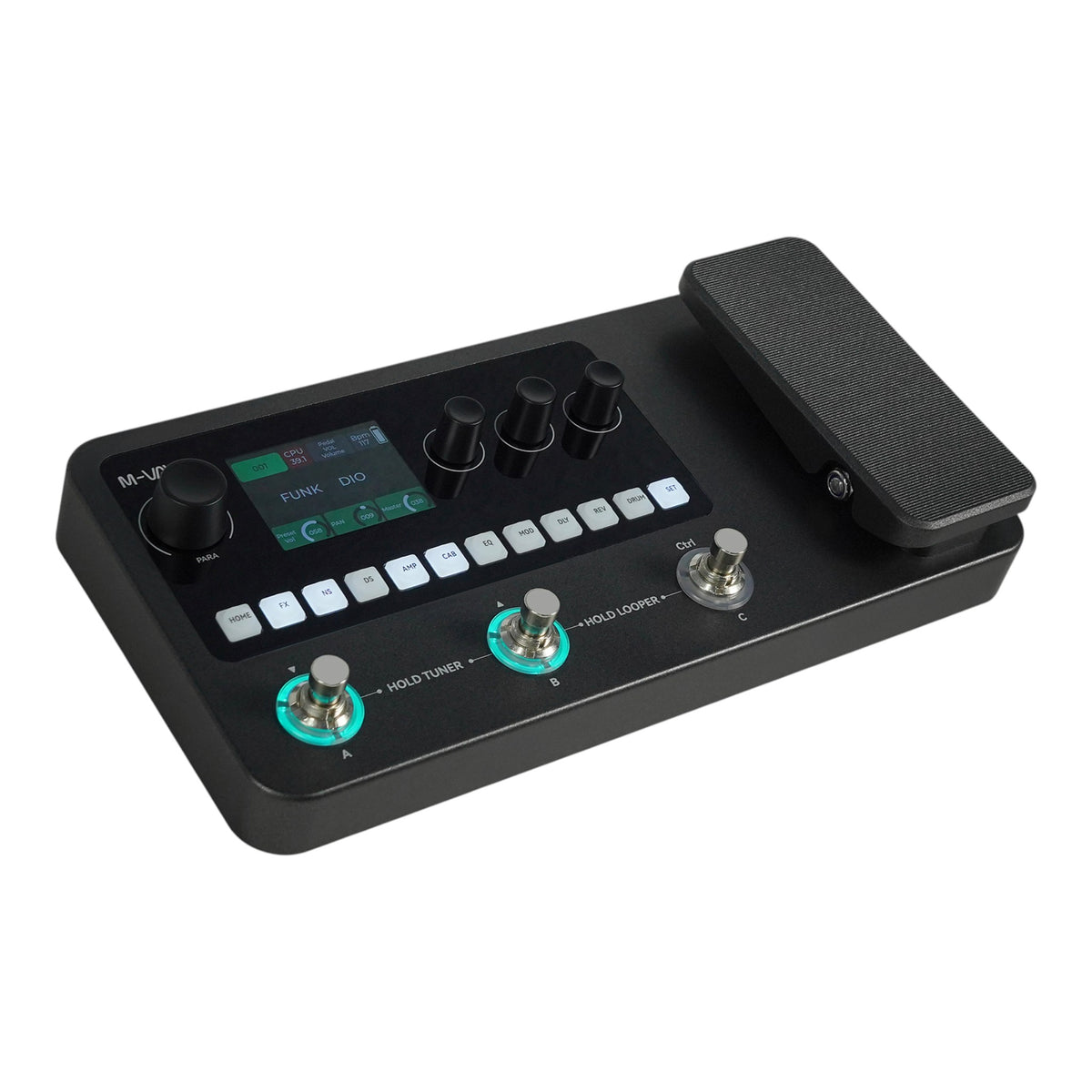 M-VAVE MK20 Portable Rechargable 3-Switch Guitar & Bass Multi-Effects Floor Processor w/ Built-In Expression Pedal