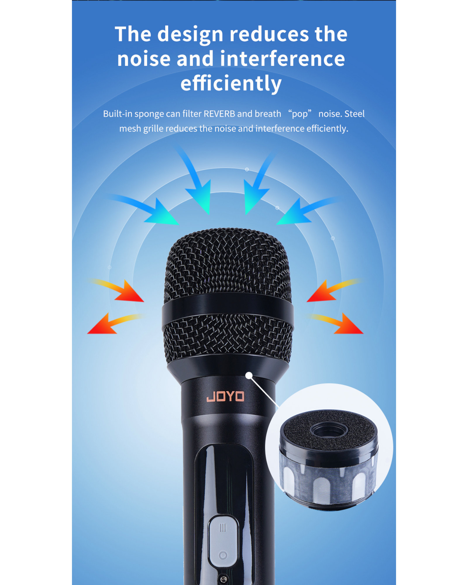 Joyo Wireless Microphone and Receiver w/ Built-in UHF Module & Hard Carry Case - DM2
